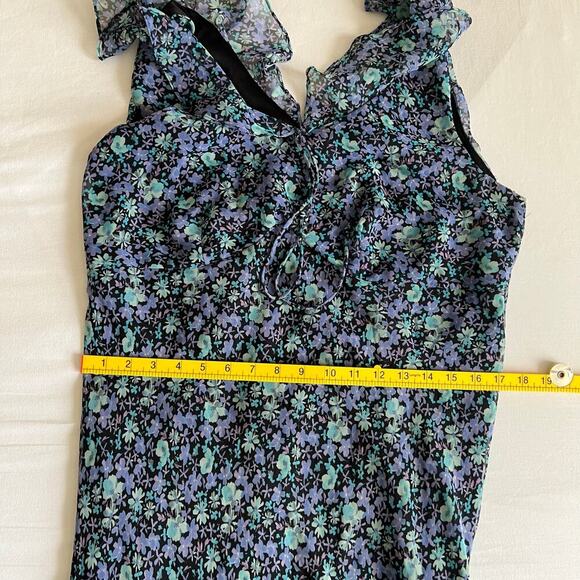 Special Thyme Vintage Y2K Floral Cottagecore Ruffle Maxi Dress Blue Size 14W - Picture 9 of 9